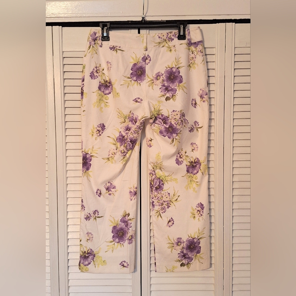 Karen Kane Textured Floral Crop Pants Sz 4 *S - Picture 5 of 7